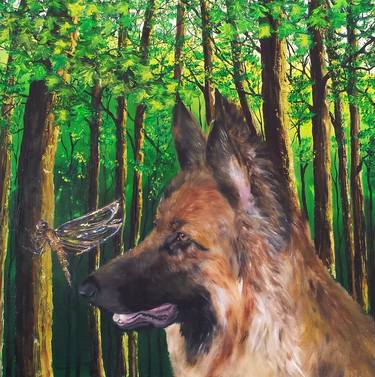 Print of Fine Art Dogs Paintings by hazel thomson