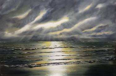 Print of Seascape Paintings by hazel thomson