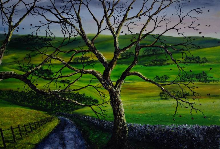 Original Folk Landscape Painting by Hazel Thomson