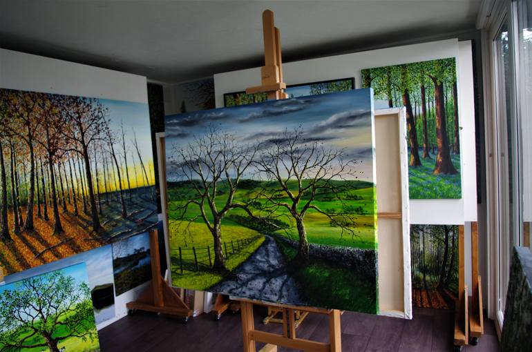 Original Folk Landscape Painting by Hazel Thomson