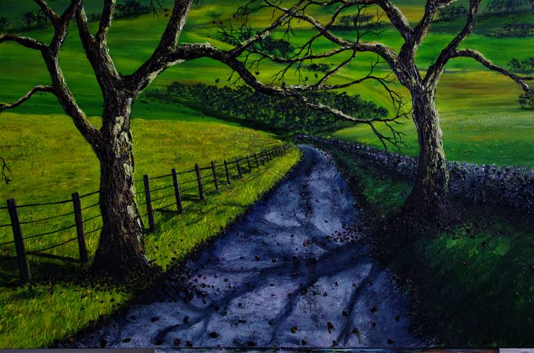 Original Folk Landscape Painting by Hazel Thomson
