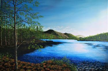 Print of Fine Art Landscape Paintings by hazel thomson