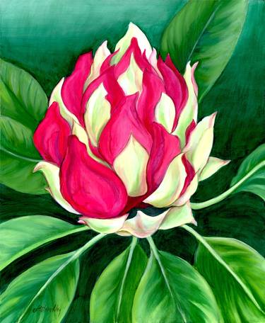 Rhododendron Bud, oil and acrylic painting Painting thumb