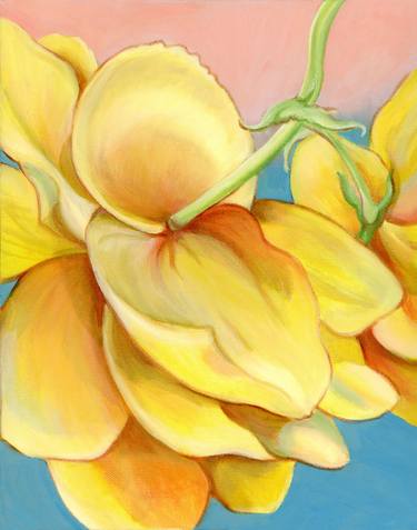 Original floral oil painting, Yellow Energy III thumb