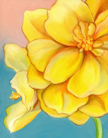 Origninal floral oil painting, Yellow Energy II thumb