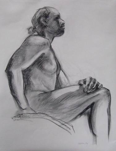 Seated Male VIII charcoal drawing thumb