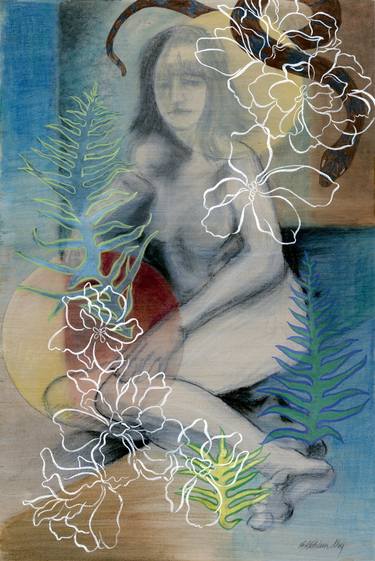 Eve in the Garden mixed media painting thumb