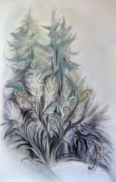 Fireweed, charcoal and pastel drawing thumb