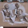 "Seated Male Figure x Two" is a large 28.5" x 22.25" quick sketch on printing paper. This drawing uses mixed media of gesso, charcoal and acrylic paint. Will be carefully packaged and shipped in a tube. Contact me with any questions.