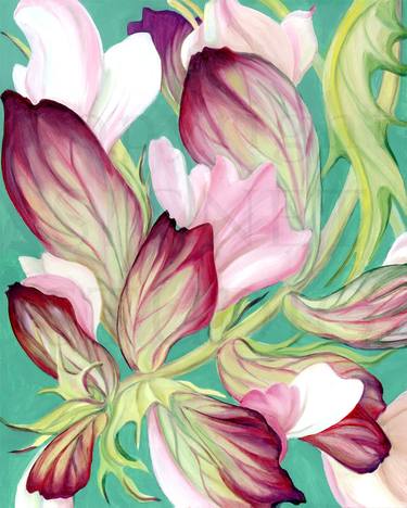 Original Art Deco Floral Paintings by Kathleen Ney
