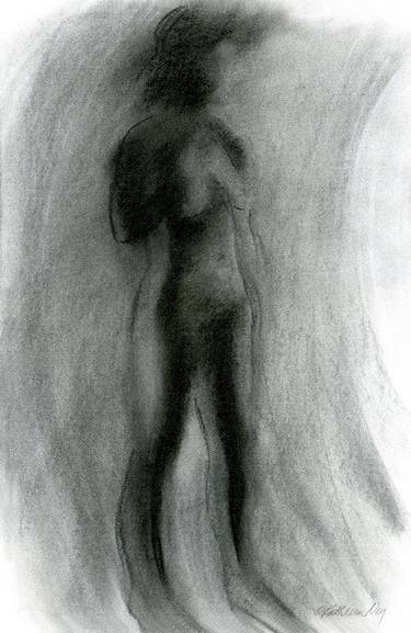 Abstract Drawing by Kathleen Ney, "Essence 2" Contemporary Figurative Female Charcoal thumb