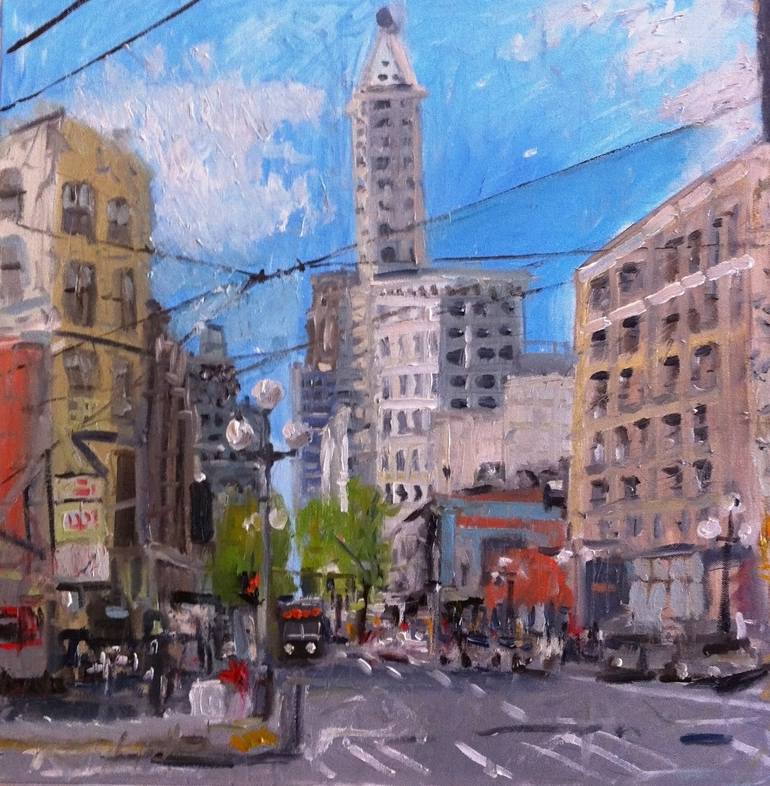 Smith Tower Cityscape Seattle 2 Painting by Zeke Garcia | Saatchi Art