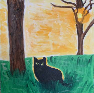 Original Expressionism Cats Paintings by Pam Malone