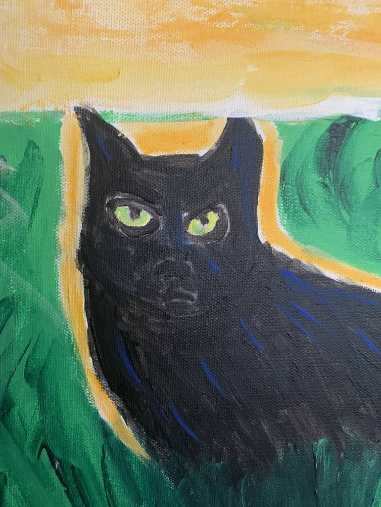 Original Expressionism Cats Painting by Pam Malone