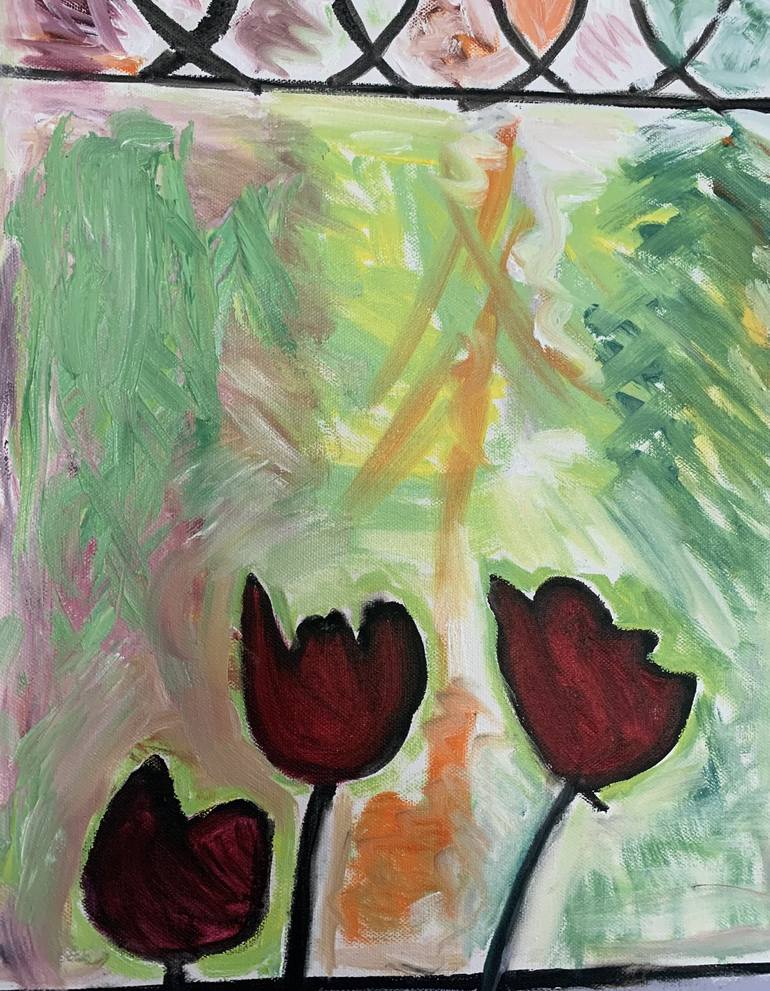Original Figurative Floral Painting by Pam Malone