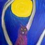 Owl and moon closeup