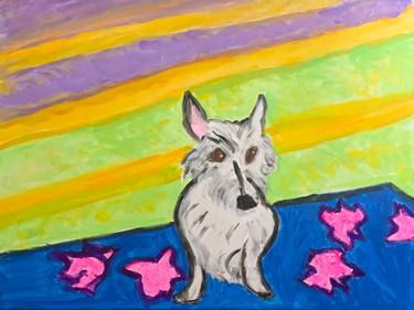 Original Expressionism Dogs Painting by Pam Malone