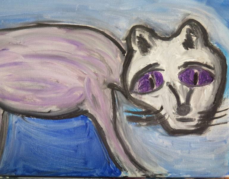 Original Expressionism Cats Painting by Pam Malone