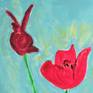 This Spring the tulips have been wonderful. A particular red tulip with a swirling skirt caught my eye.
