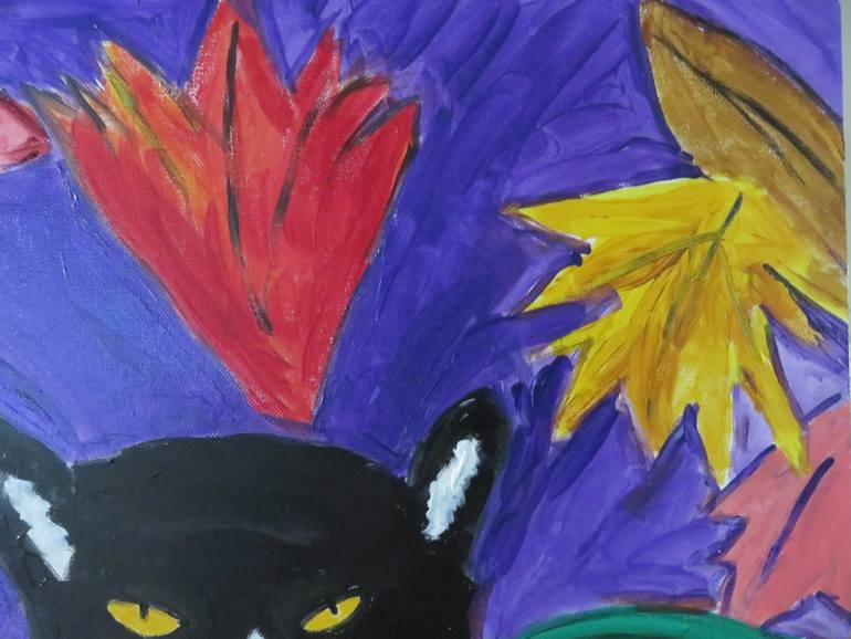 Original Expressionism Cats Painting by Pam Malone