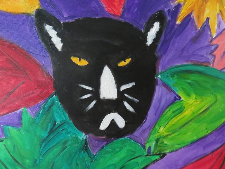 Original Expressionism Cats Painting by Pam Malone