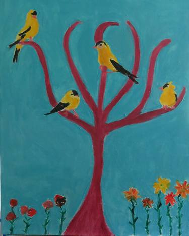 TREE OF GOLDFINCHES thumb