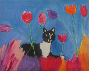 Print of Expressionism Cats Paintings by Pam Malone