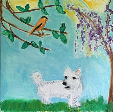 Original Expressionism Dogs Paintings by Pam Malone