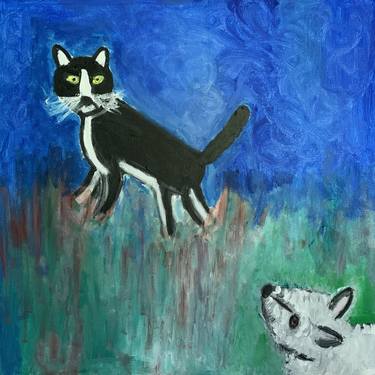 Original Expressionism Cats Paintings by Pam Malone