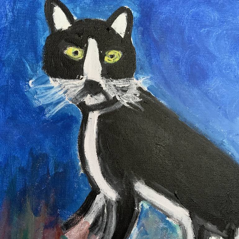 Original Expressionism Cats Painting by Pam Malone