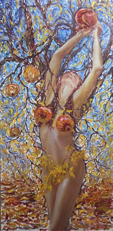 Original Art Deco Nude Painting by Leyla Orujova
