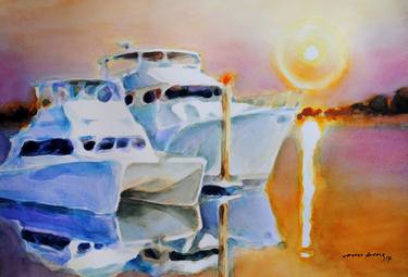 Original Abstract Boat Paintings by Soo Beng Lim