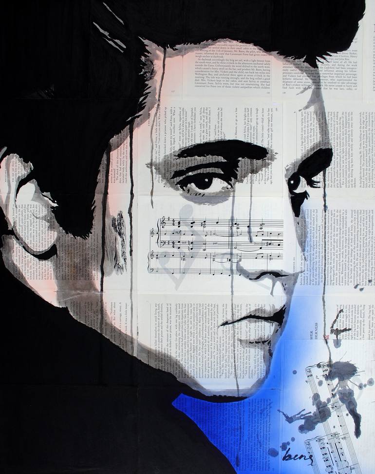 Beautiful Elvis Presley Ink Art On 8 X 10 Canvas Signed By Artist 