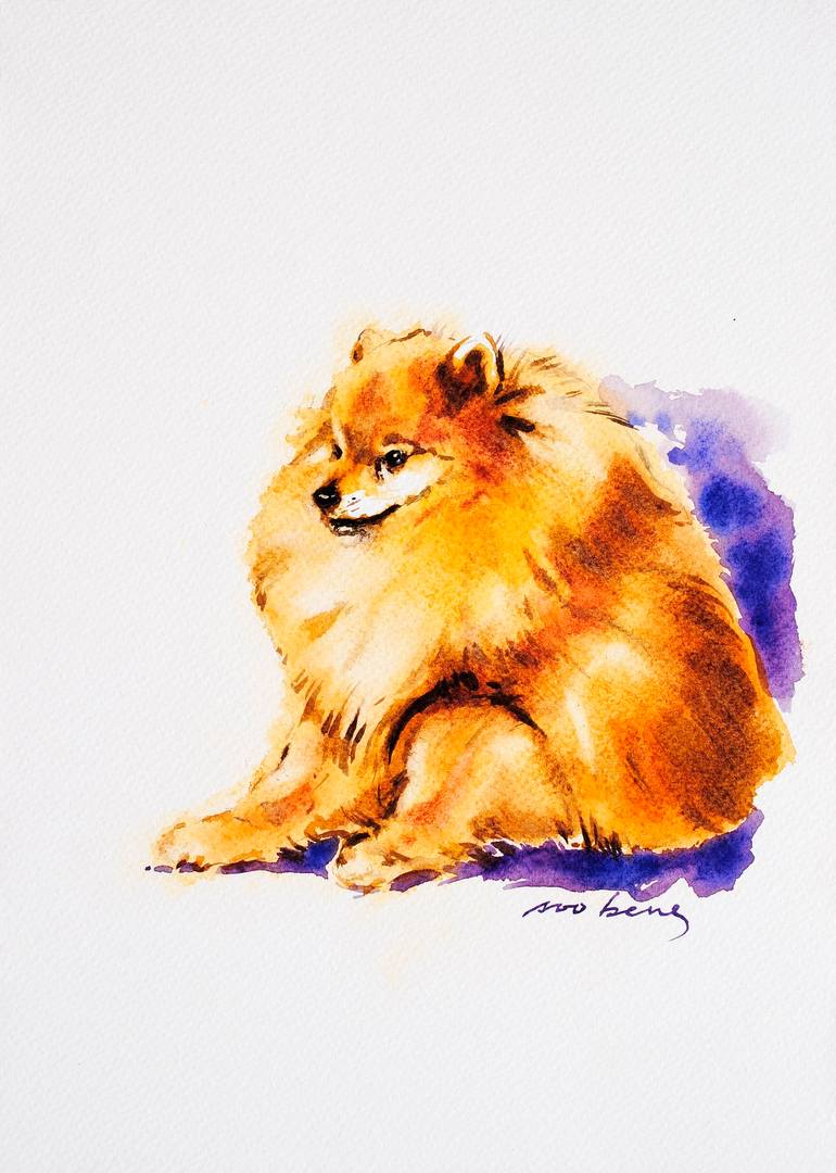 Keeshond dog Painting by Soo Beng Lim Saatchi Art
