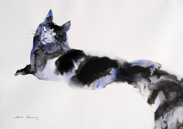 Leisure Cat Painting by Soo Beng Lim | Saatchi Art