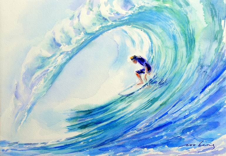 Wave of Surfers Canvas Artwork by Soo Beng Lim