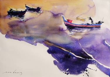 Original Illustration Boat Paintings by Soo Beng Lim