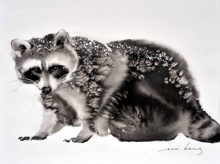 cute baby raccoon drawing