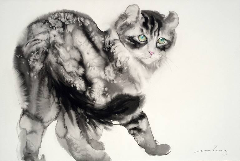 Demure Kitty Drawing by Soo Beng Lim | Saatchi Art