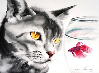 Print of Cats Drawings by Soo Beng Lim