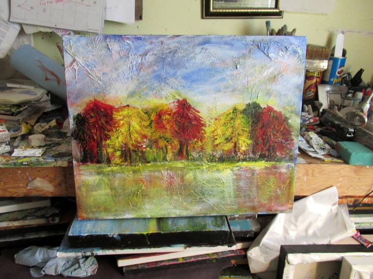 Original Abstract Expressionism Landscape Painting by Leslie Fehler