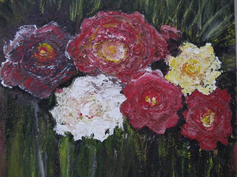 Original Abstract Floral Painting by Leslie Fehler