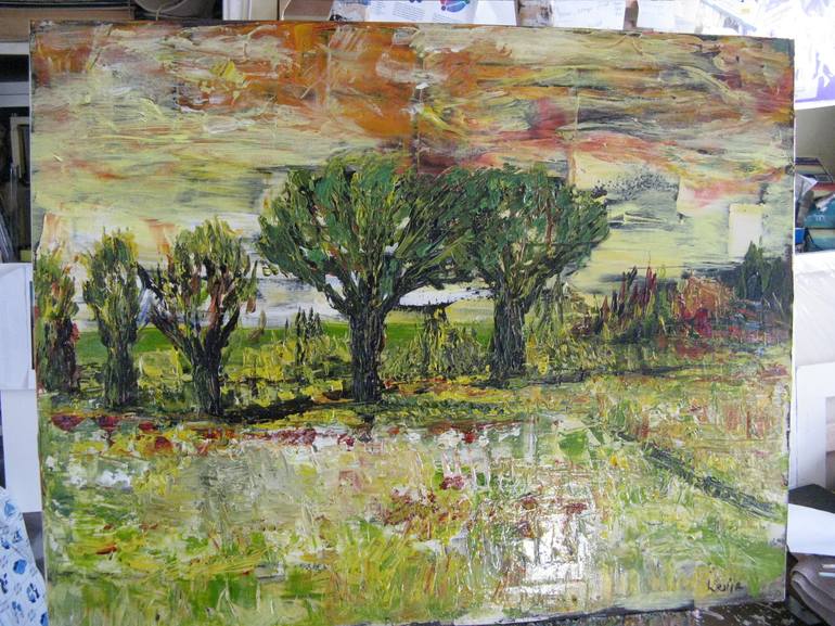 Original Abstract Expressionism Landscape Painting by Leslie Fehler