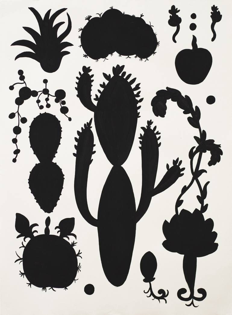 Original Black & White Botanic Paintings by Blandine Bardeau