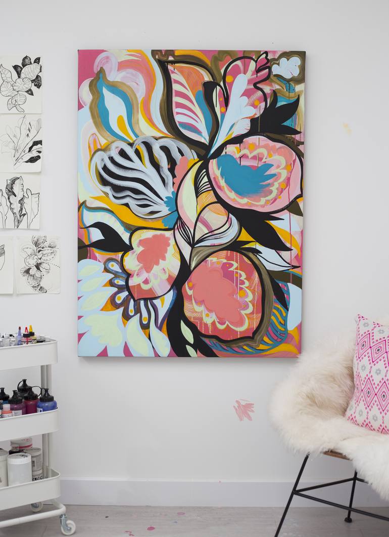 Original Abstract Botanic Painting by Blandine Bardeau