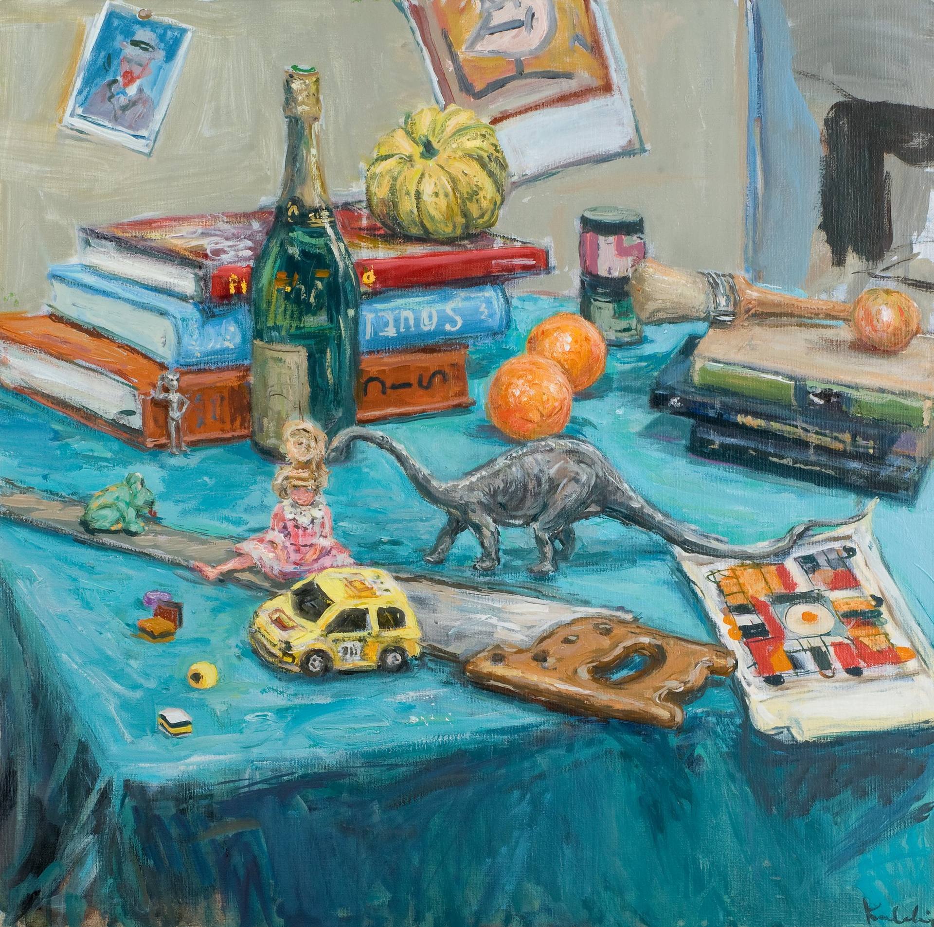 still life with toys Painting by Henry Kondracki | Saatchi Art