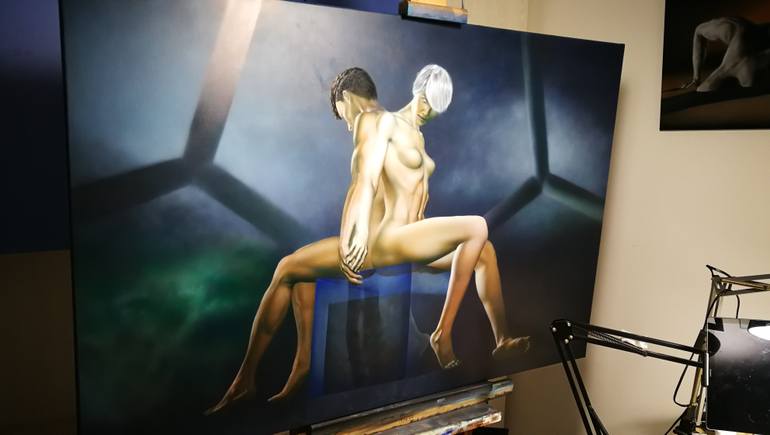 Original Conceptual Nude Painting by Giampiero Abate