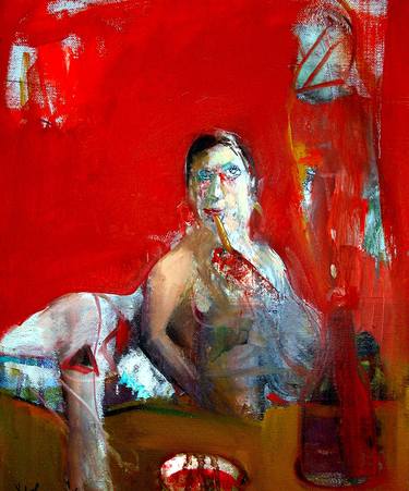 Print of Expressionism Women Paintings by Andreas Paraskeva