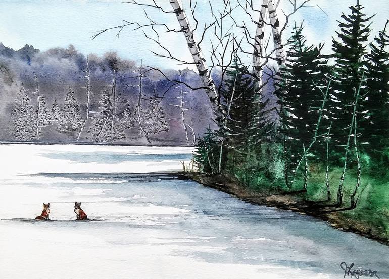 Frozen Lake Painting by james lagasse | Saatchi Art