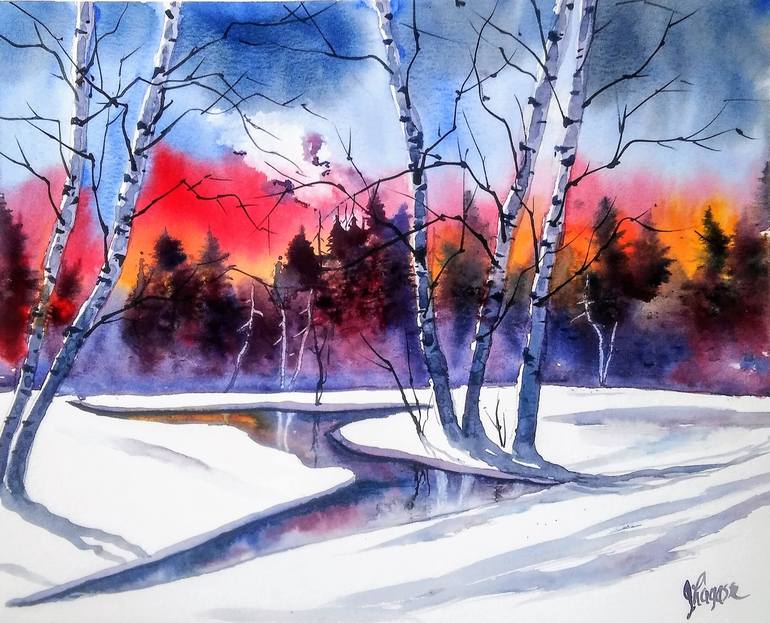 Original Watercolor Birch Tree Painting, Jim Lagasse store , Watercolor , Birch tree painting, Watercolor Painting, landscape art, wall art